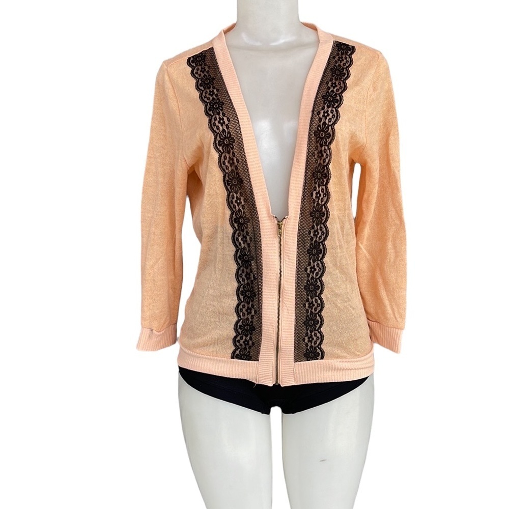 Live To Be Spoiled Cardigan Sweater Zip Up Size L